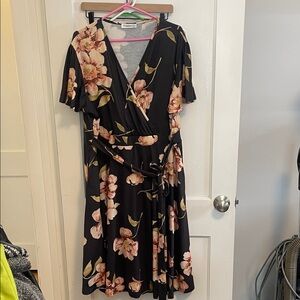 Black and Peach Floral Dress